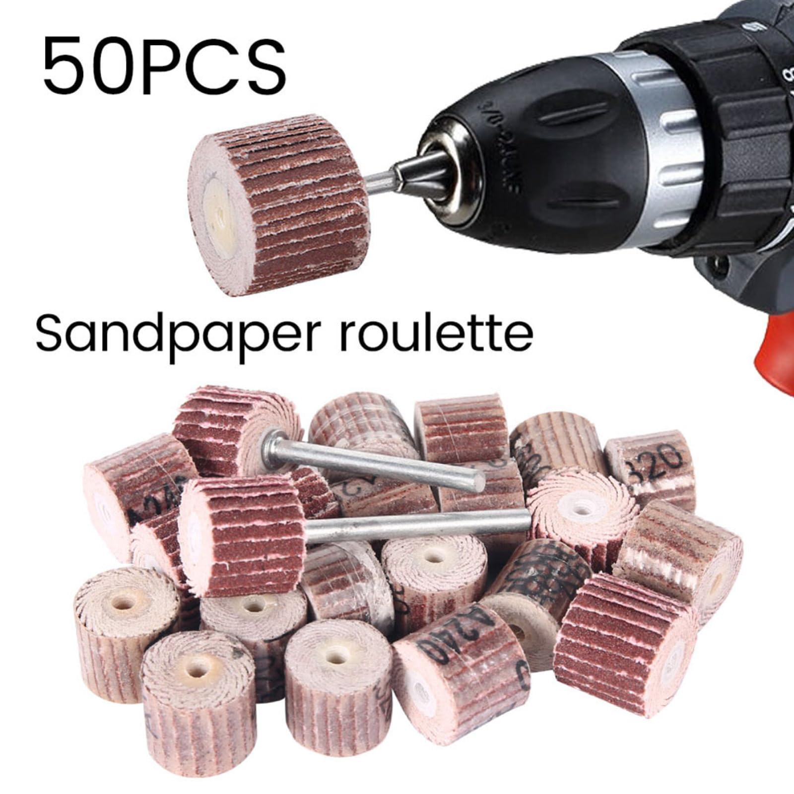 Szlifierka listkowa, 50 sztuk tarcz ściernych z listkami, papier ścierny, gradacja 80-600, do wiertarki obrotowej