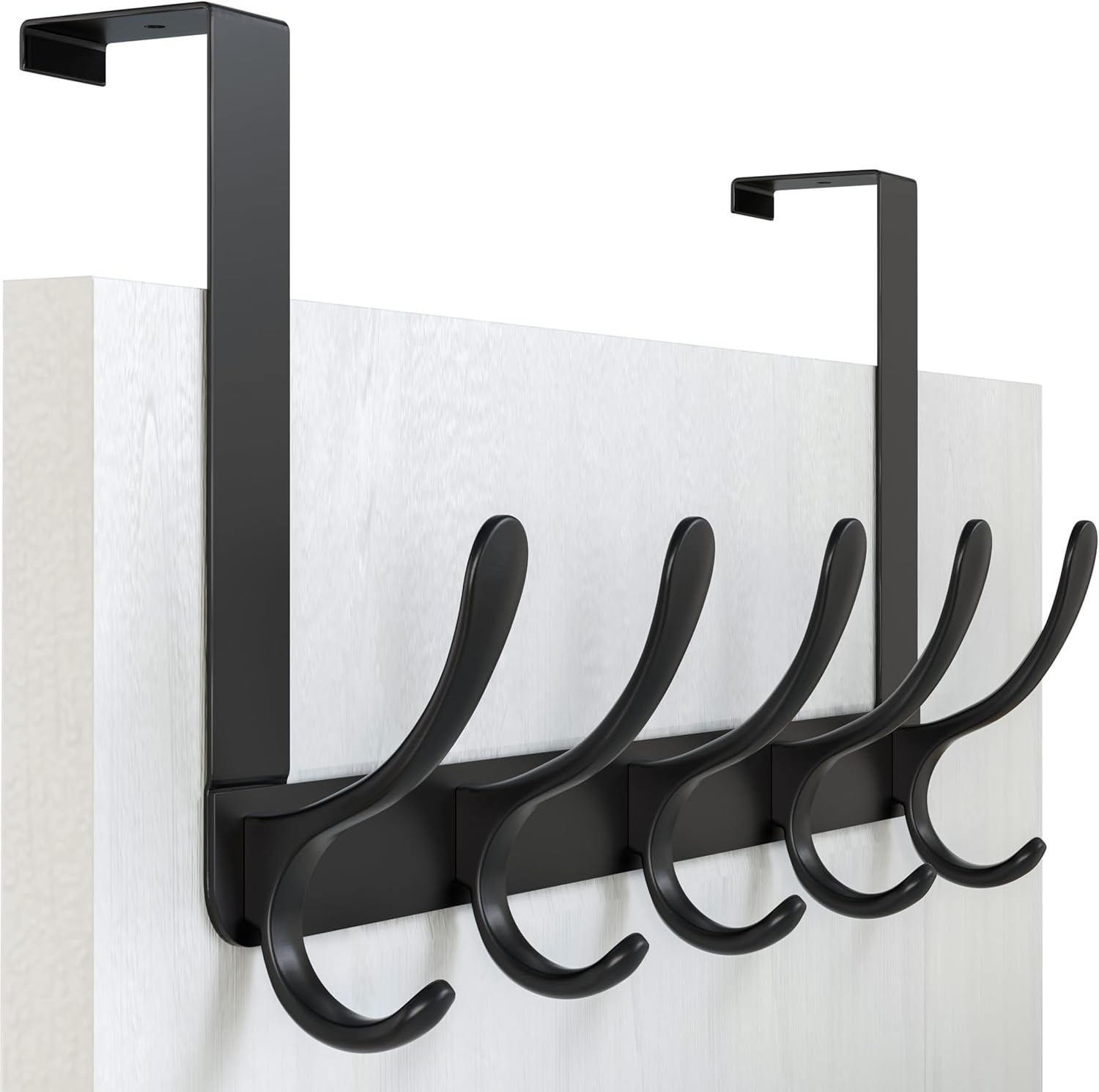 WEBI Over The Door Hooks for Hanging,Door Hanger,Over The Door Towel Rack Coat Rack Towel Hanger for Coats,Clothes,Bathroom,Black 1 Black