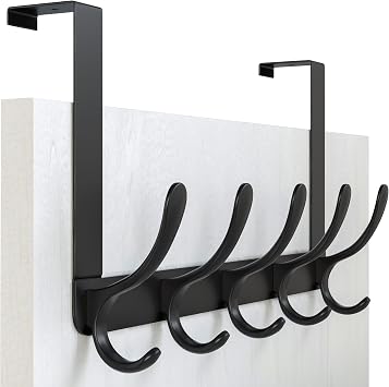 WEBI Over The Door Hooks for Hanging,Door Hanger,Over The Door Towel Rack Coat Rack Towel Hanger for Coats,Clothes,Bathroom,Black