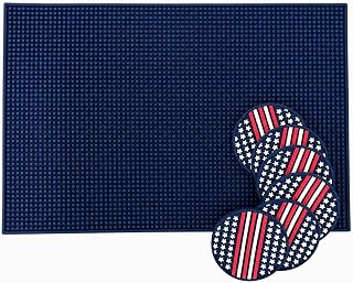 Patriotic Coasters Bundle with Bar Mat - Coasters Set of 6 + 1 Rubber Bar Mat for Home Bar, Coffee Bar & Kitchen Countertop
