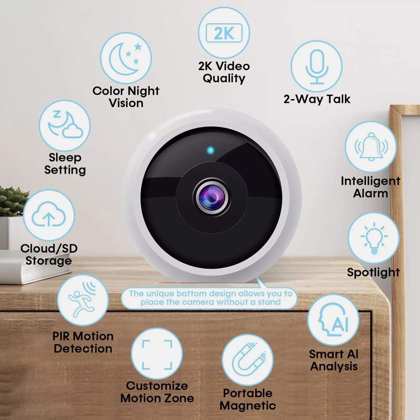 VicoHome CG9 Bezprzewodowa kamera zewnętrzna – kamera bezpieczeństwa WiFi 2K HD, dwukierunkowe audio, kolorowa wizja nocna, zasilanie bateryjne, nagrywanie w czasie rzeczywistym, wodoodporna, Alexa