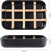 Vista 6 de Jaboneras para barra de jabón, soporte de jabón de baño negro, soporte de bambú para ducha de baño, lavabo de baño