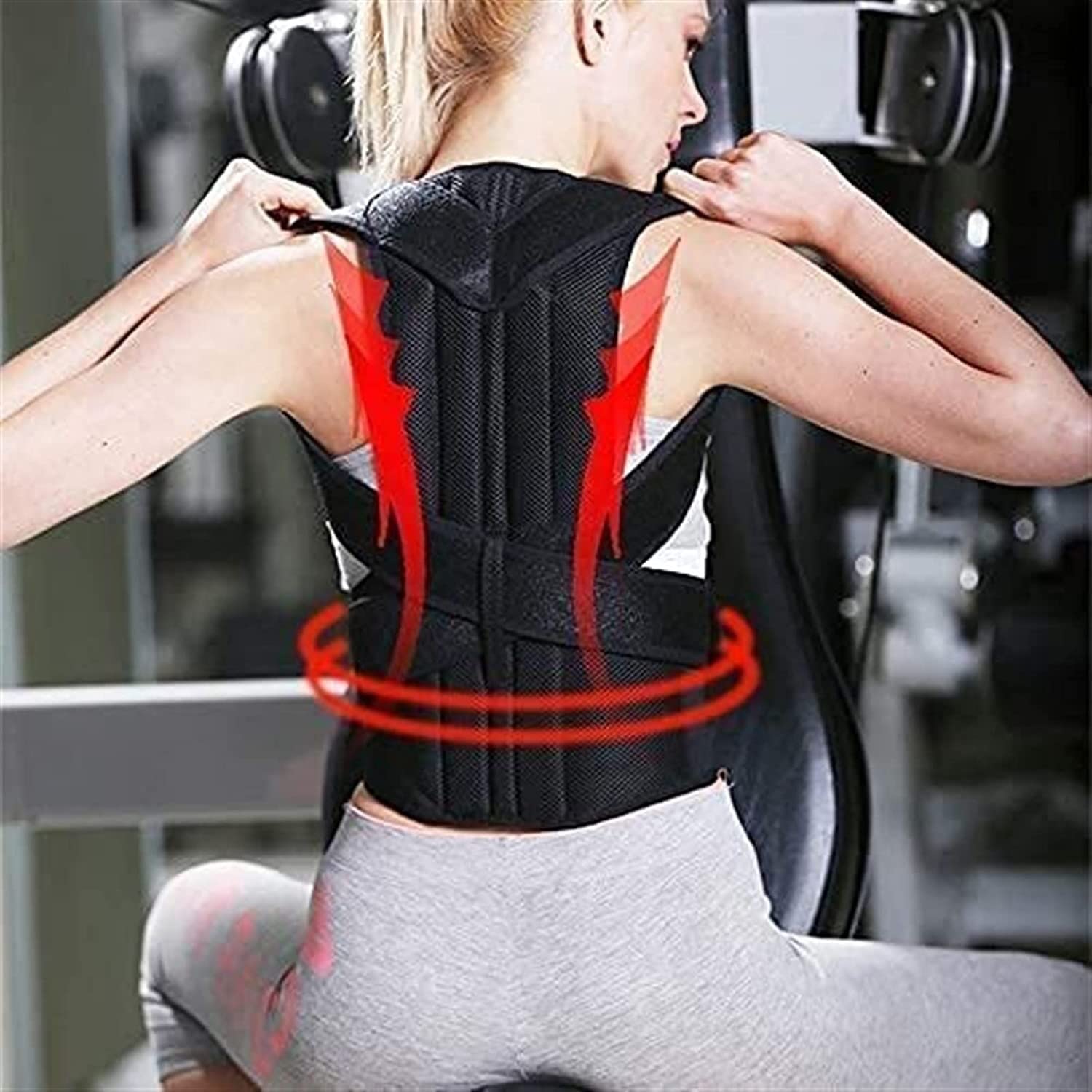 Mężczyźni i kobiety Full Back Support, Prostownica Scolioza Powrót Brace Gorset Ramię Terapia Kształtowanie(L)