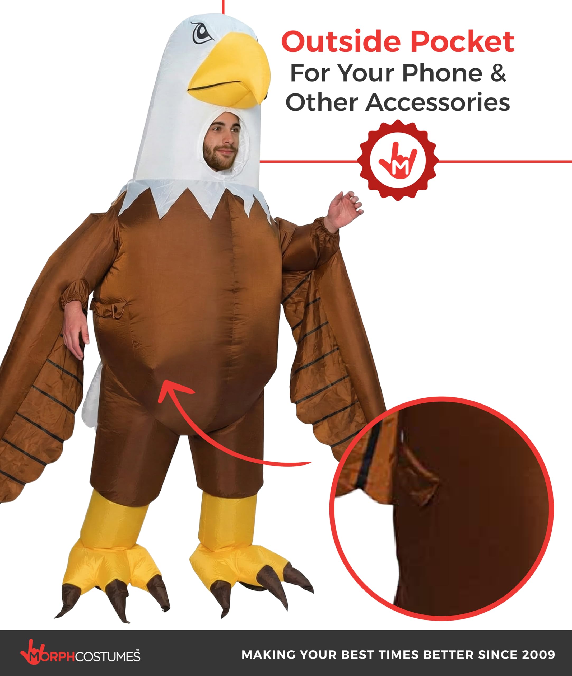 Morph Disfraz Inflable Águila Adulto, Traje de Pájaro para Carnaval y Halloween, Disfraces Animales Adulto, Talla única