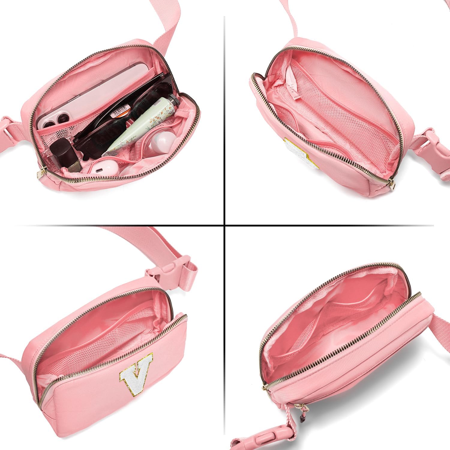 Gitus Birthday Gifts for 8 9 10 11 12 13 Year Old Girls Personalized Fanny Pack Crossbody Bags with Initial Letter Patch Belt Bag for Teen Girls Cute Trendy Stuff Travel Essentials (LightPink-V) - Image 6