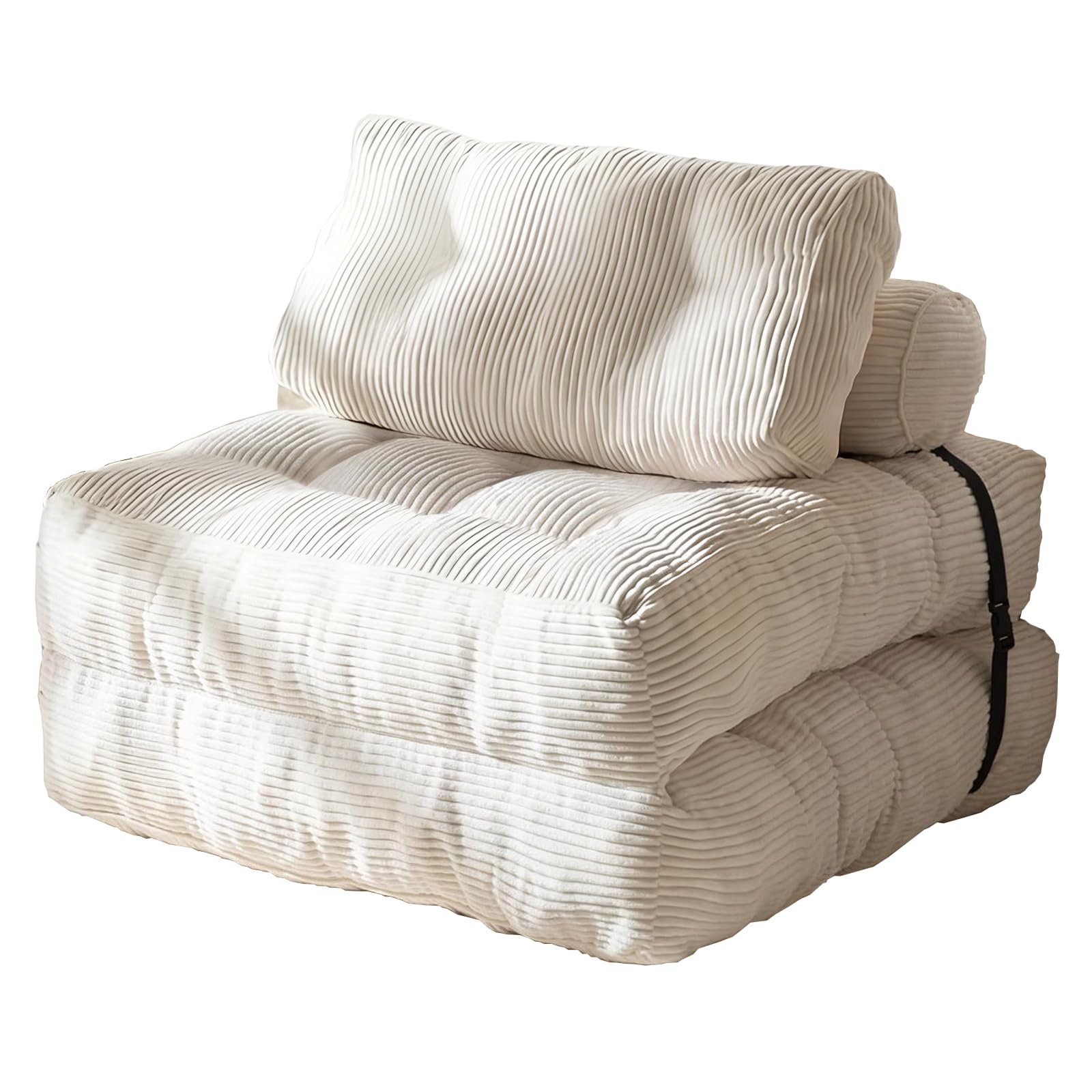Convertible Folding Sofa Bed Foldable Boneless Chair Lounger with 2 Pillows Anti-Shift Buckle Straps Modular Floor Sleeper Chair