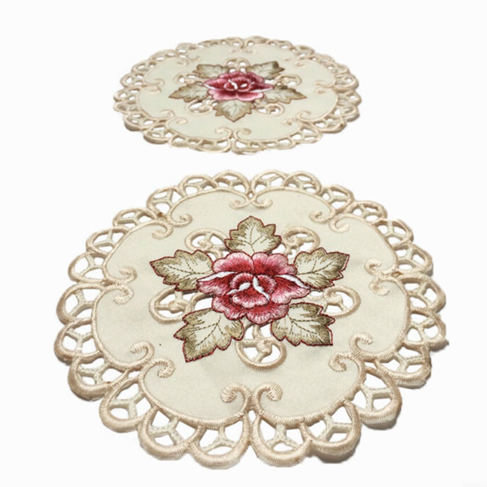Per HPLIVE 4 centrini ricamati in pizzo, rotondi ricamati, tovaglietta per tavolo da pranzo, casa, feste, matrimoni, decorazione per cucina, sala da pranzo, feste