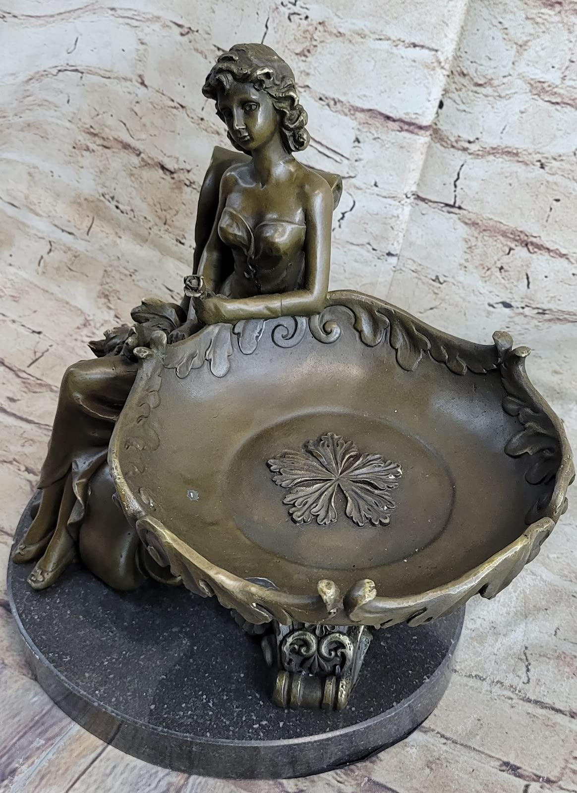 Art Noveau Decorative Business Card Holder Bronze Sculpture Figurine Deal by Think Bronze Artwork