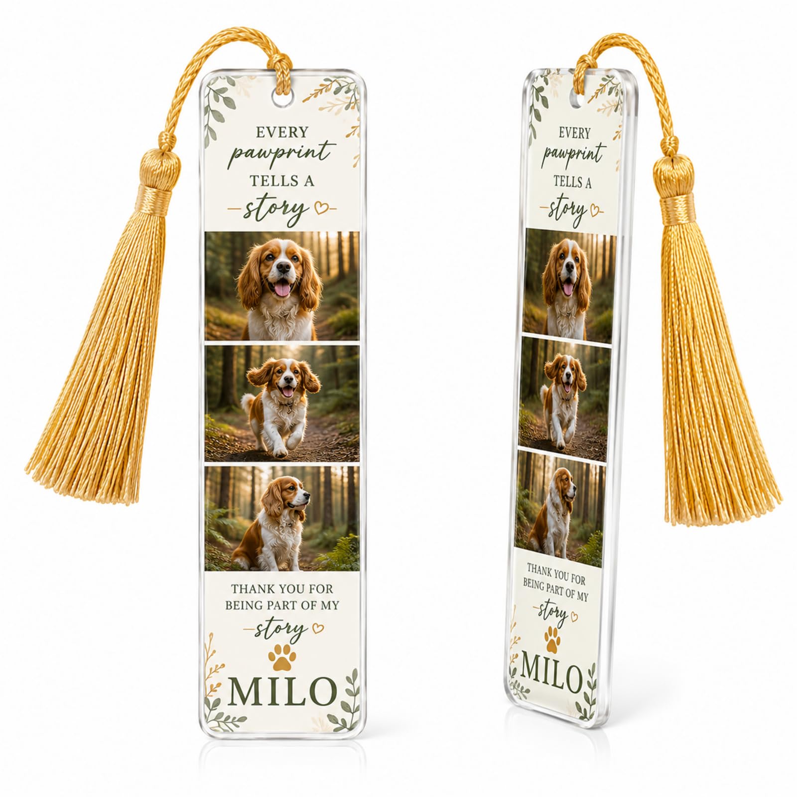Personalised Acrylic Pet Photo Bookmark, 3 Photos & Custom Text