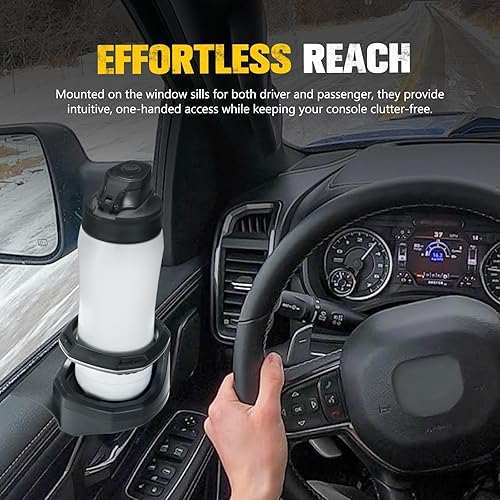 Miniatura 6 de BUNKER INDUST Portavasos para ventana compatible con Dodge Ram 1500 2500 3500 2021 2022 2022 2023 2024, 1 par de portavasos para puerta de