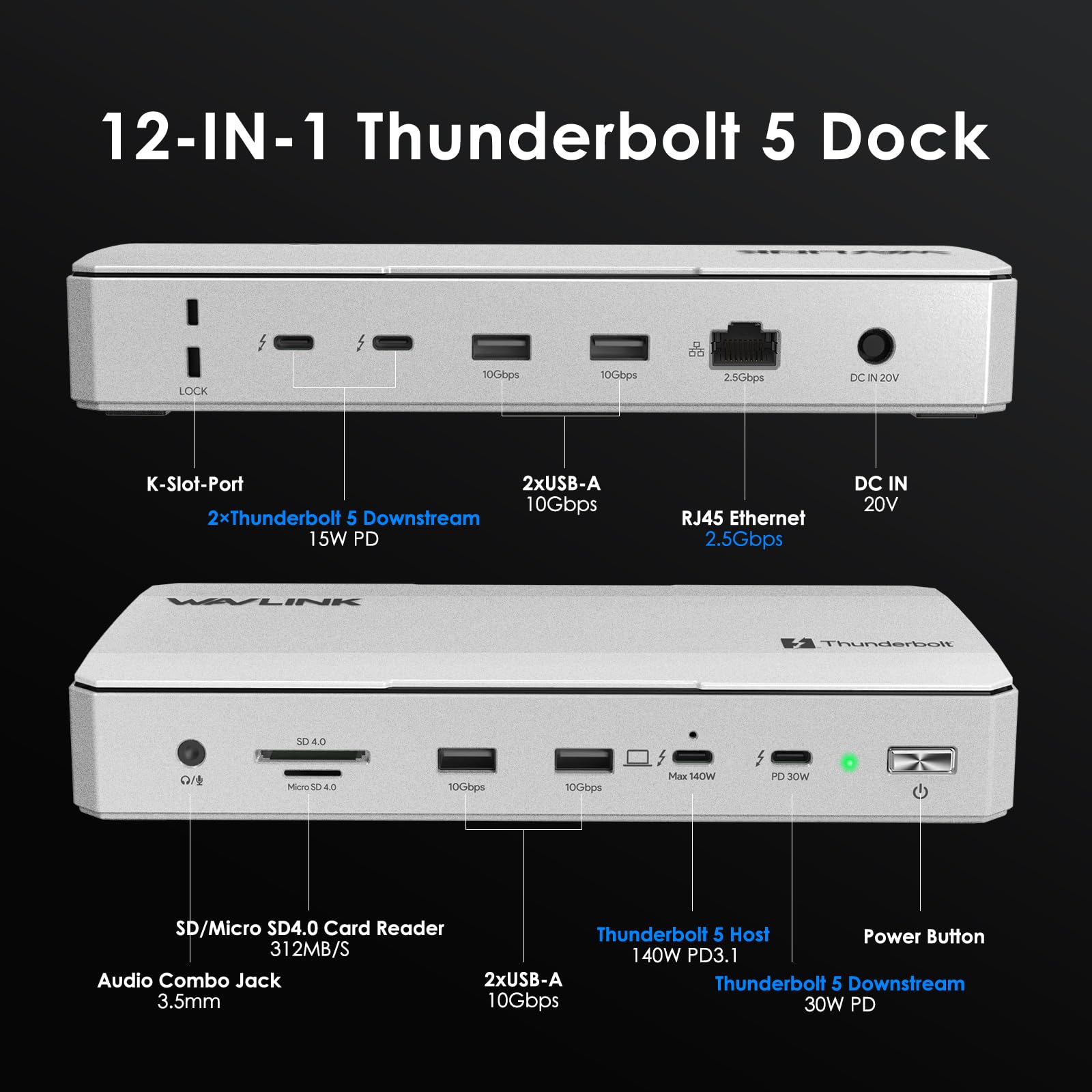Amazon.co.jp: WAVLINK Thunderbolt 5 ドッキングステーション 12-in-1