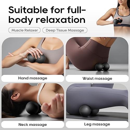 Miniatura 6 de Bola de masaje de maní duro, doble bola de lacrosse para liberación miofascial, yoga y masaje de tejido profundo, fascitis plantar y alivio de