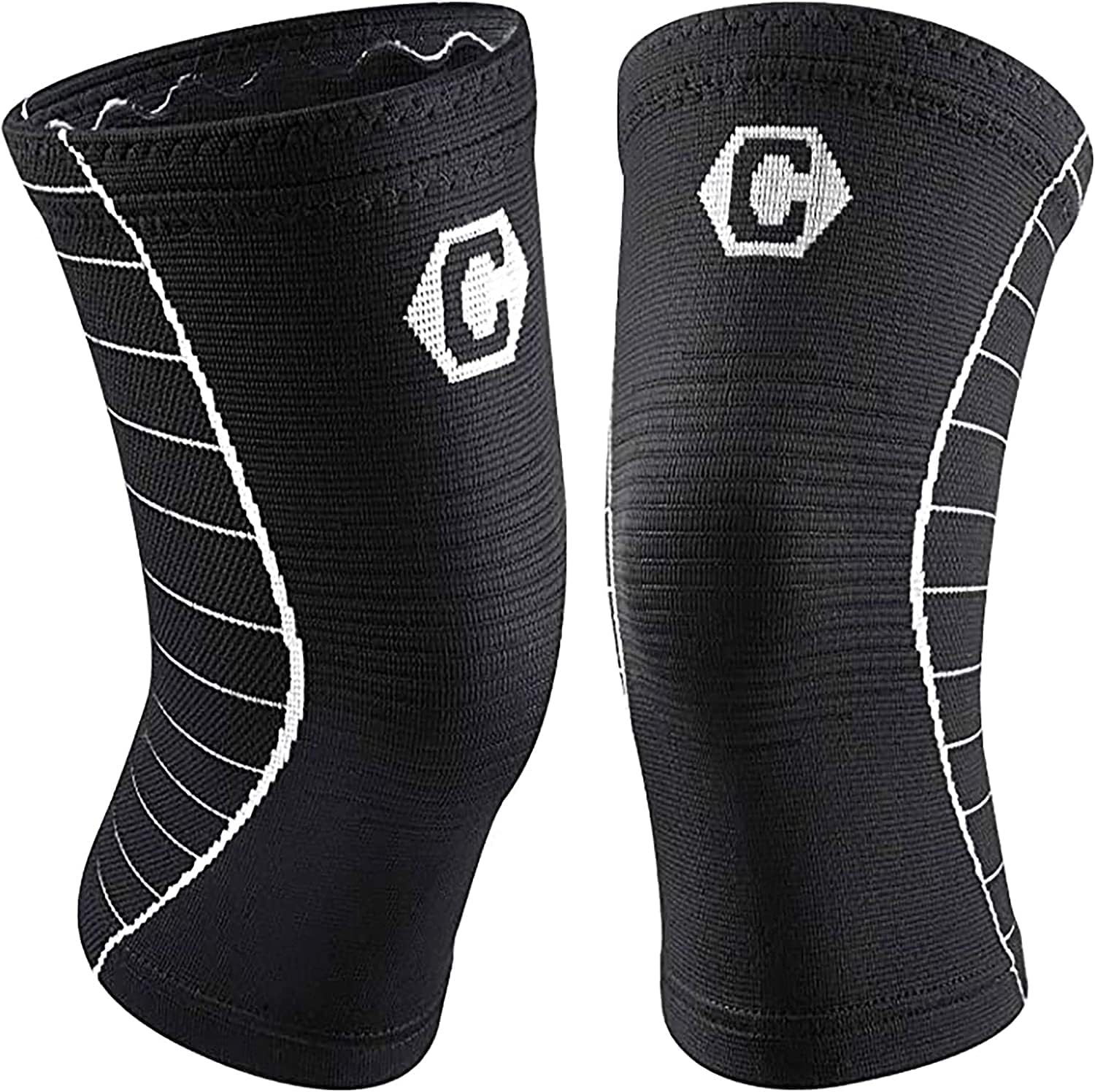 CAMBIVO 2 Pack Knee Compression Sleeve, Knee Brace Support for Men and Women, Running, Hiking, Jogging, Sports,Workout, Gym