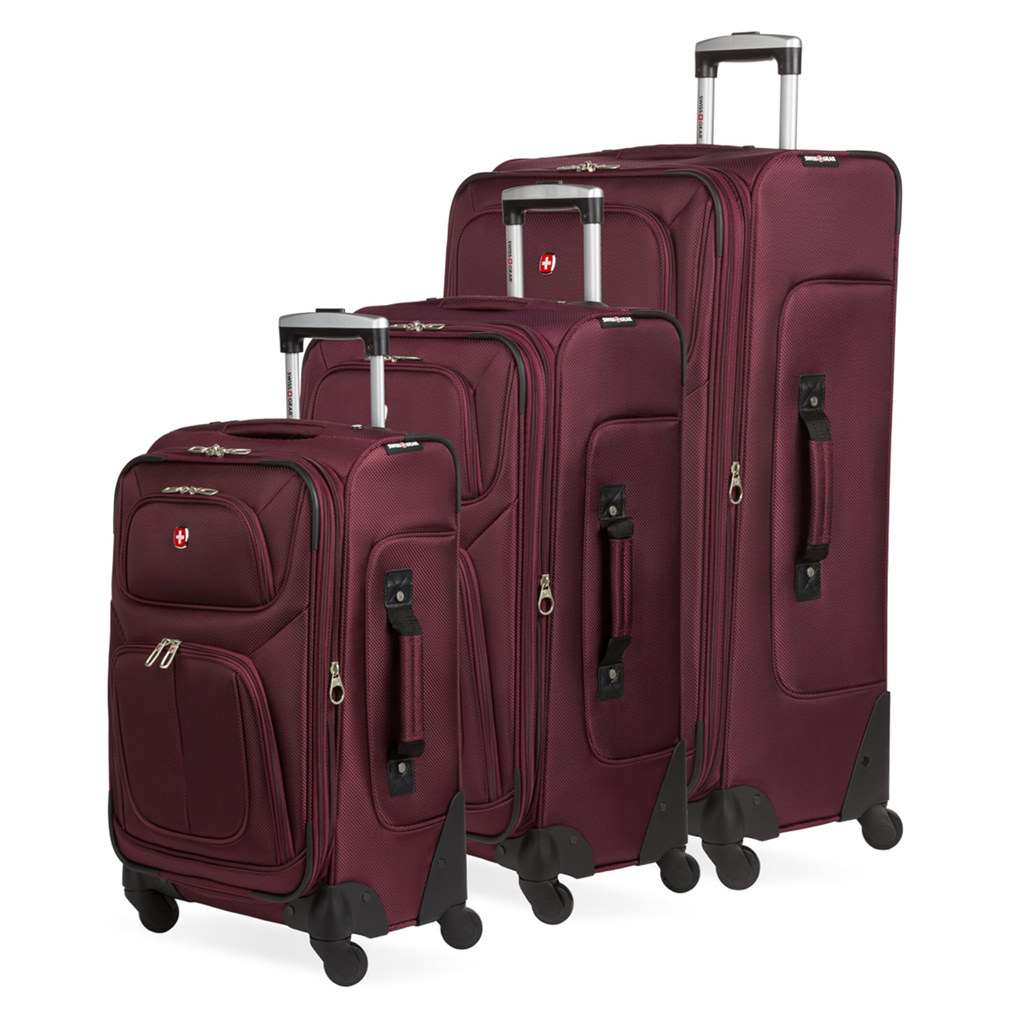 Photo 1 of *************MISSING ALL BUT THE BIGGEST SUITCASE**************
SWISSGEAR Sion Softside Expandable Spinner Luggage Durable Lightweight Travel Suitcase, Merlot, 3-Piece Set (Carry-On/Medium/Large)