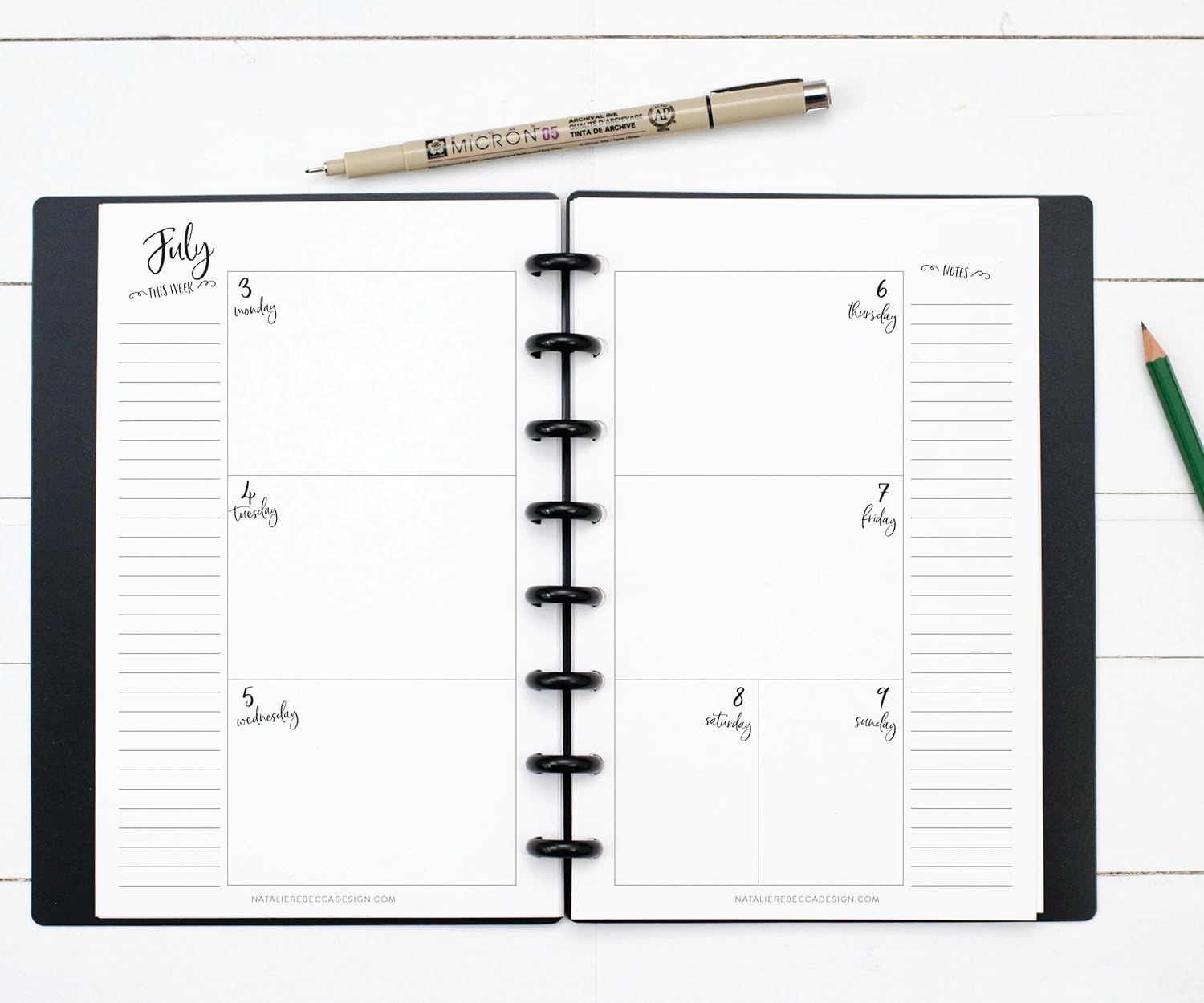 BetterNote July 2026 - June 2027 Academic HORIZONTAL View Calendar Refill for Disc-Bound Notebook, Fits Levenger Circa, Arc, Happy Planner, TUL, Inkwell Press, Whimsy (8-Disc, 5.5"x8.5")