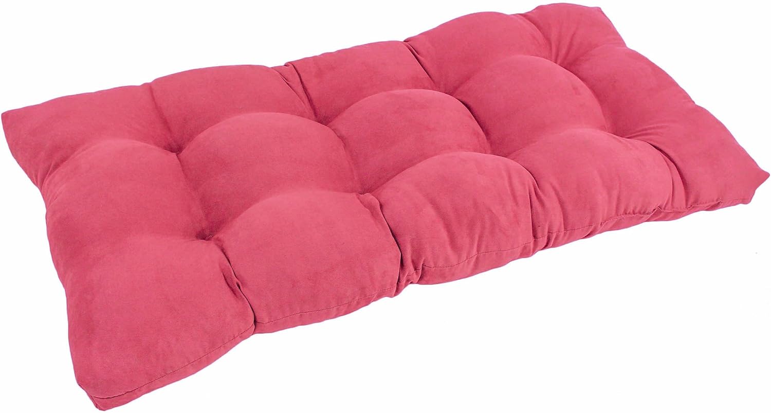 Blazing Needles Indoor Microsuede Tufted Loveseat Cushion, 42" x 19", Berry Berry