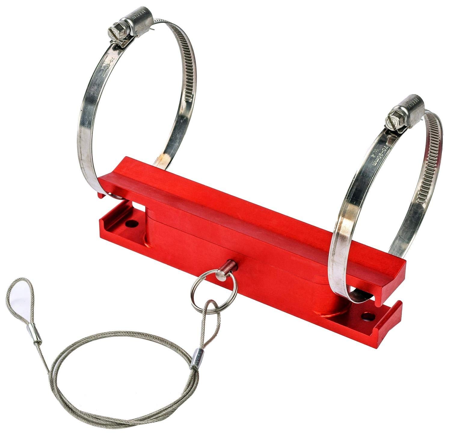 JEGS Fire Extinguisher Mounting Bracket | Machined From 6061-T6 Aluminum | Made In USA | Bright Red Anodized Finish | Chassis or Surface Mount | Fits 2-1/2 lb. Bottles