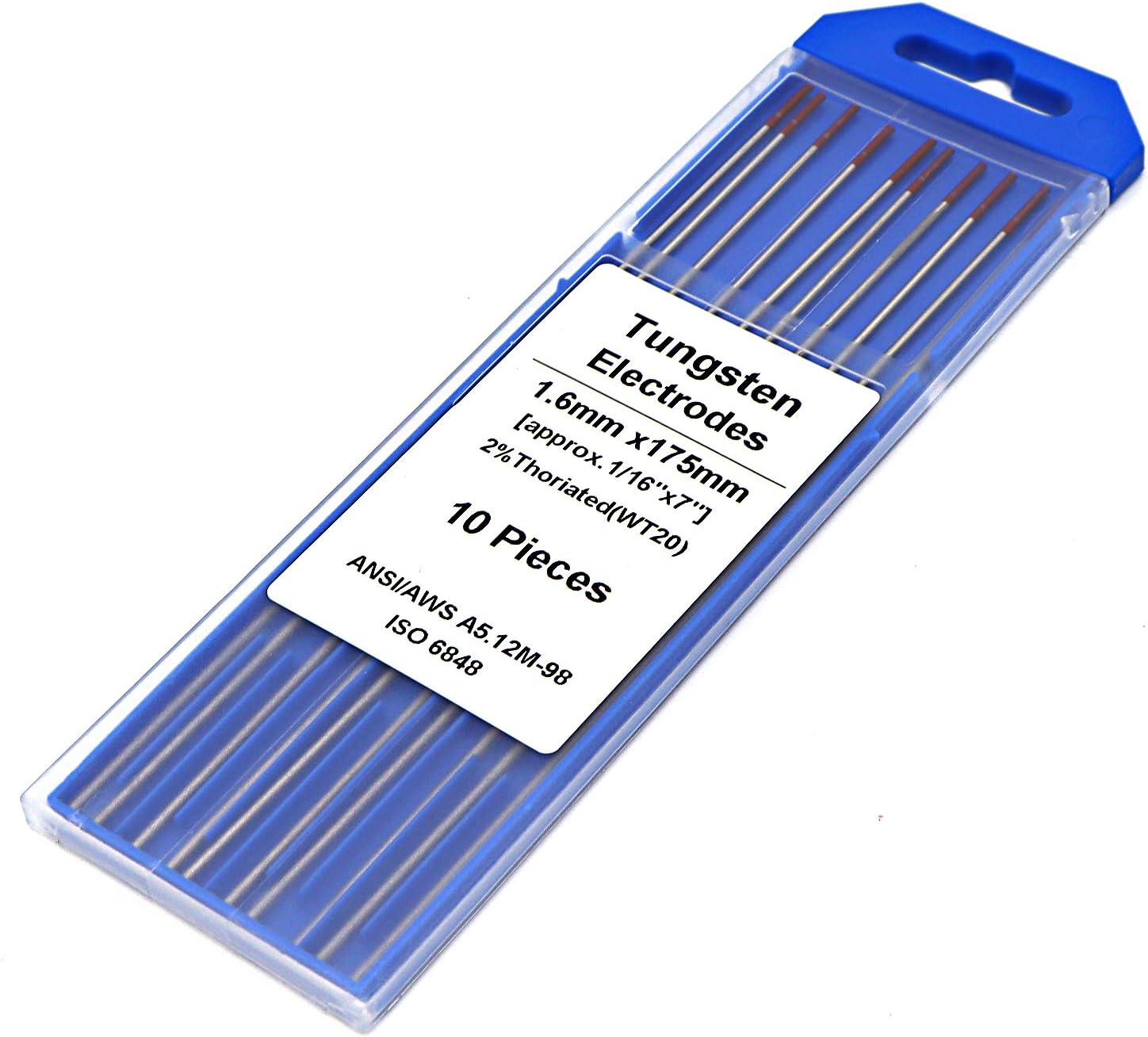 TIG Welding Tungsten Electrodes 2 Thoriated (Red, WT20) 10Pack 2.4mm