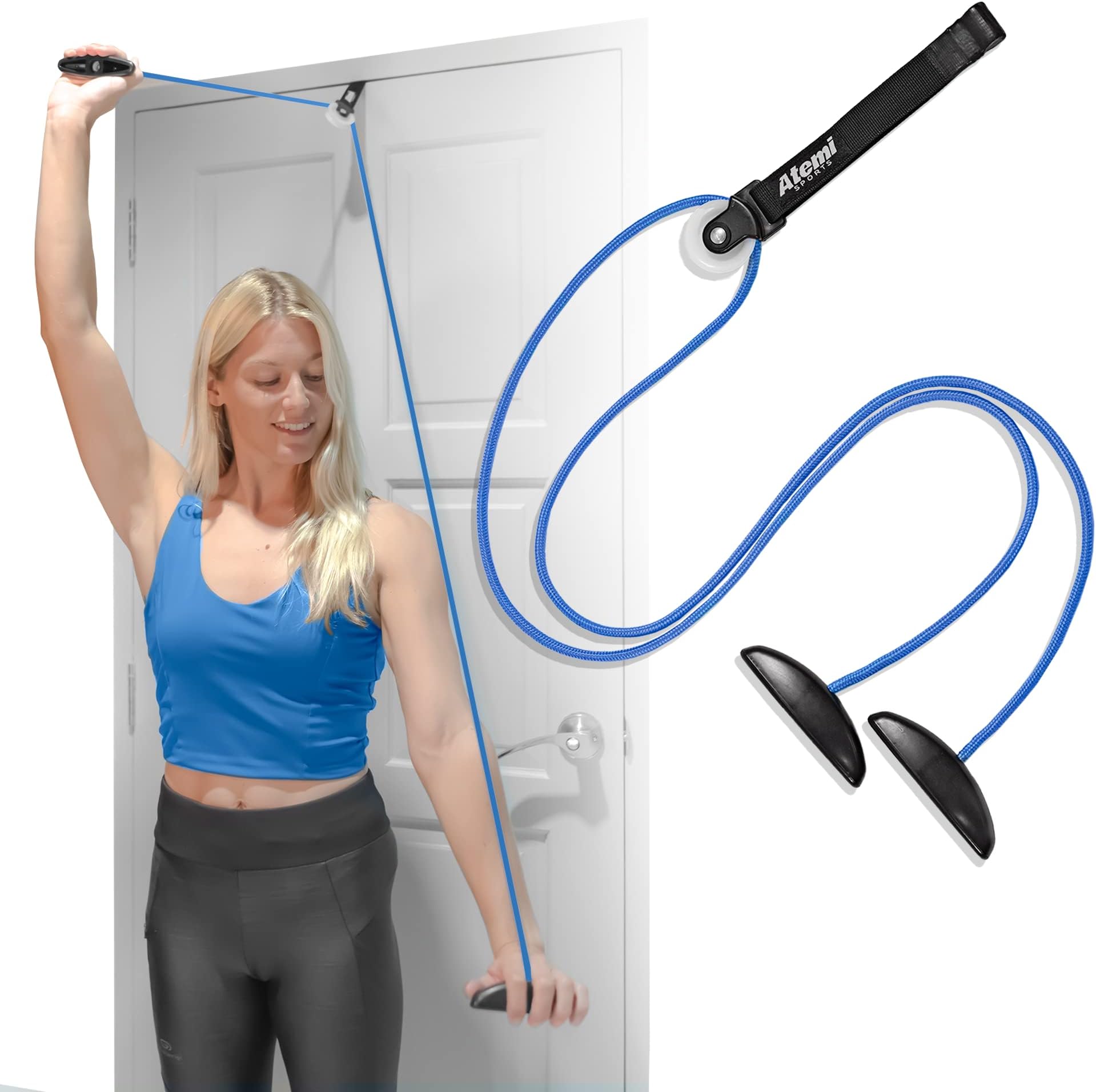 Atemi Sports Shoulder Pulley for Physiotherapy | Over Door Exercise Pulley for Injury Rehab, Recovery, Stretching | Rotator Cuff Exerciser for Arm Rehabilitation, Frozen Shoulder, Tendonitis