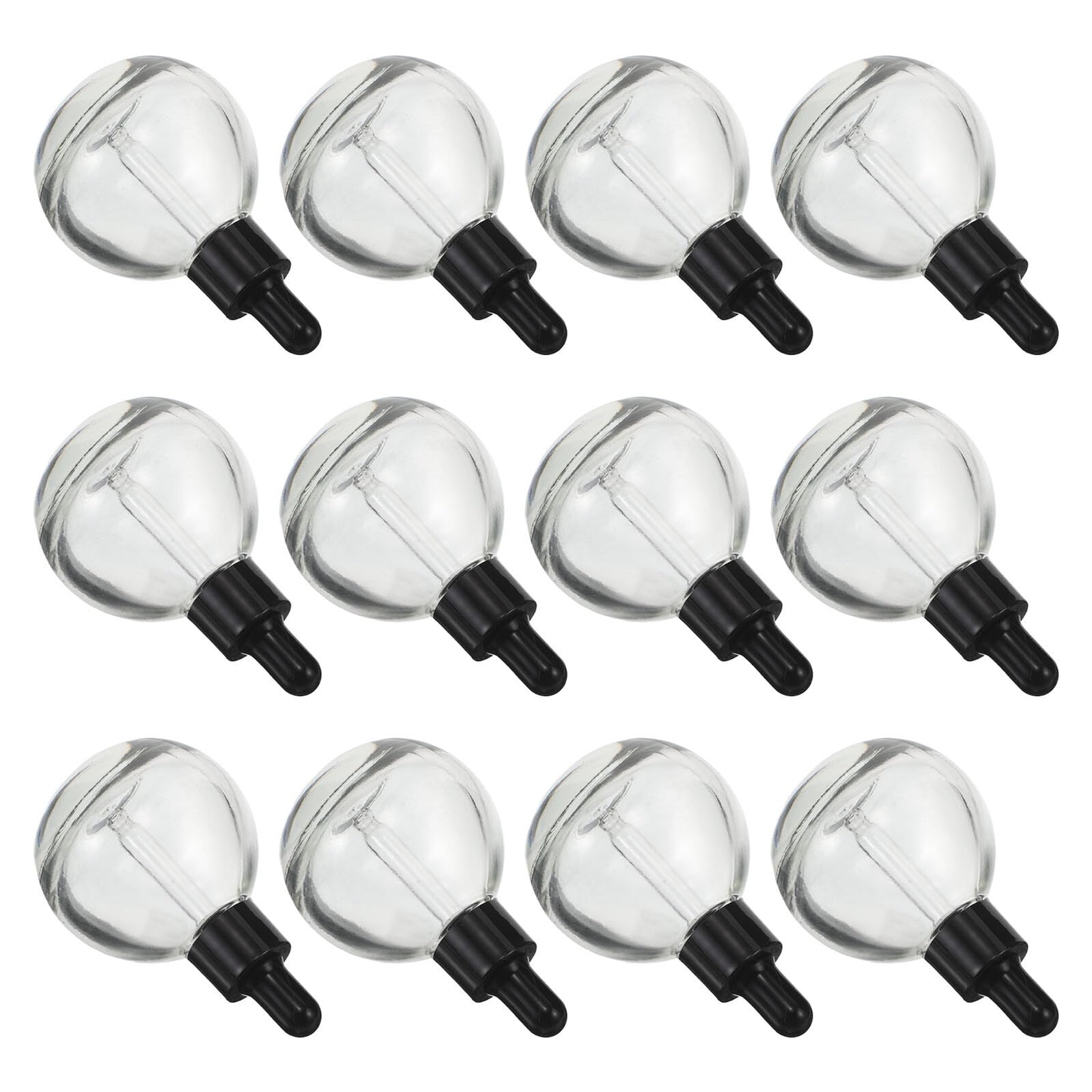 12 Piezas Frascos Gotero de Vidrio Transparente 30 Ml 12 Unidades con Anillo Plástico Negro y Pipeta de Goma Negra para Aceites Esenciales, Perfumes y Sueros, Frascos de Viaje