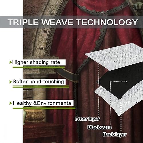 Miniatura 7 de Cortinas góticas, misteriosa habitación oscura misteriosa en castillo, pilares, velas, patrón de atmósfera, sala de estar, dormitorio, juego de 2