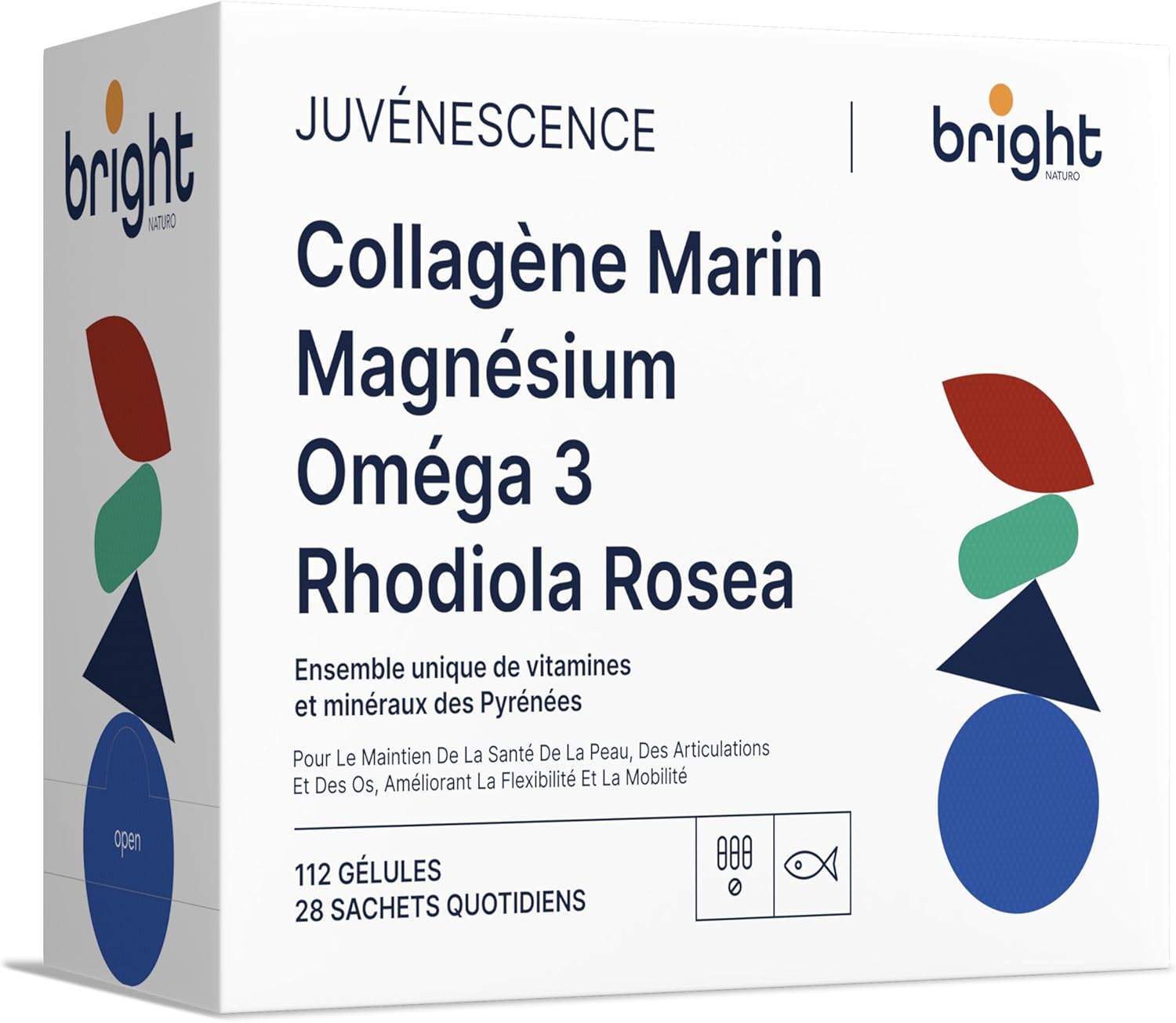 Marine Collagen Hyaluronic Acid + Chelated Magnesium + Omega 3 + Rhodiola Rosea – Cellular Resilience Management – 4 Supplements in 1 Pack for Health and Wellness I 28 Dosis Diarios