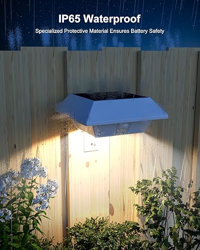 Miniatura 5 de Paquete de 8 luces solares blancas para canaletas decorativas al aire libre, impermeables, 12 LED, lámpara de patio para iluminación de vallas,