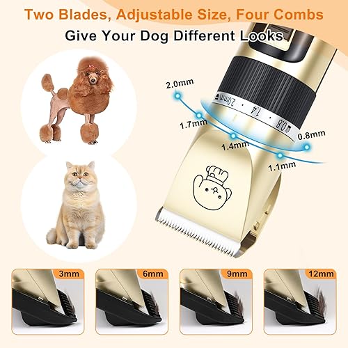 Miniatura 3 de Kit de aseo para perros, cortaúñas inalámbricas, afeitado eléctrico, recortador de pelo de perros recargable de bajo ruido, con cabezal de afeitado