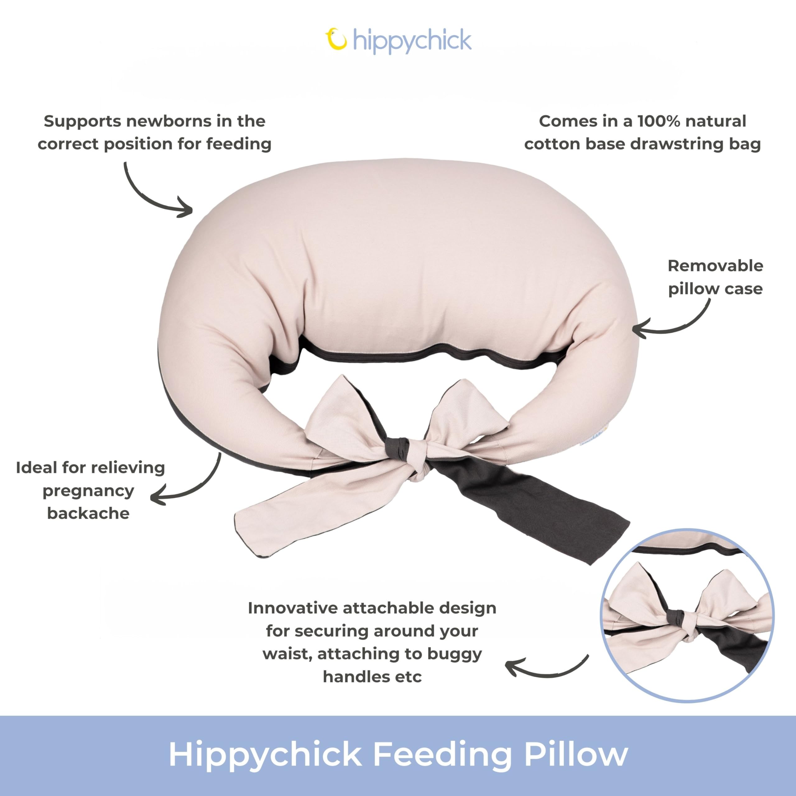 Hippychick Cuscino per allattamento – Comodi cuscini per allattamento al seno per neonati – 100% cotone – Federa per cuscino premaman rimovibile e lavabile – Regali post gravidanza – antracite e rosa