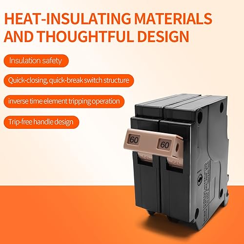 Vista 32 de Disyuntor de 290 2 polos y 90 amperios, disyuntor de caja moldeada enchufable tipo 3/4 pulgadas, protección magnética térmica, 10 KAIC, 120/240V