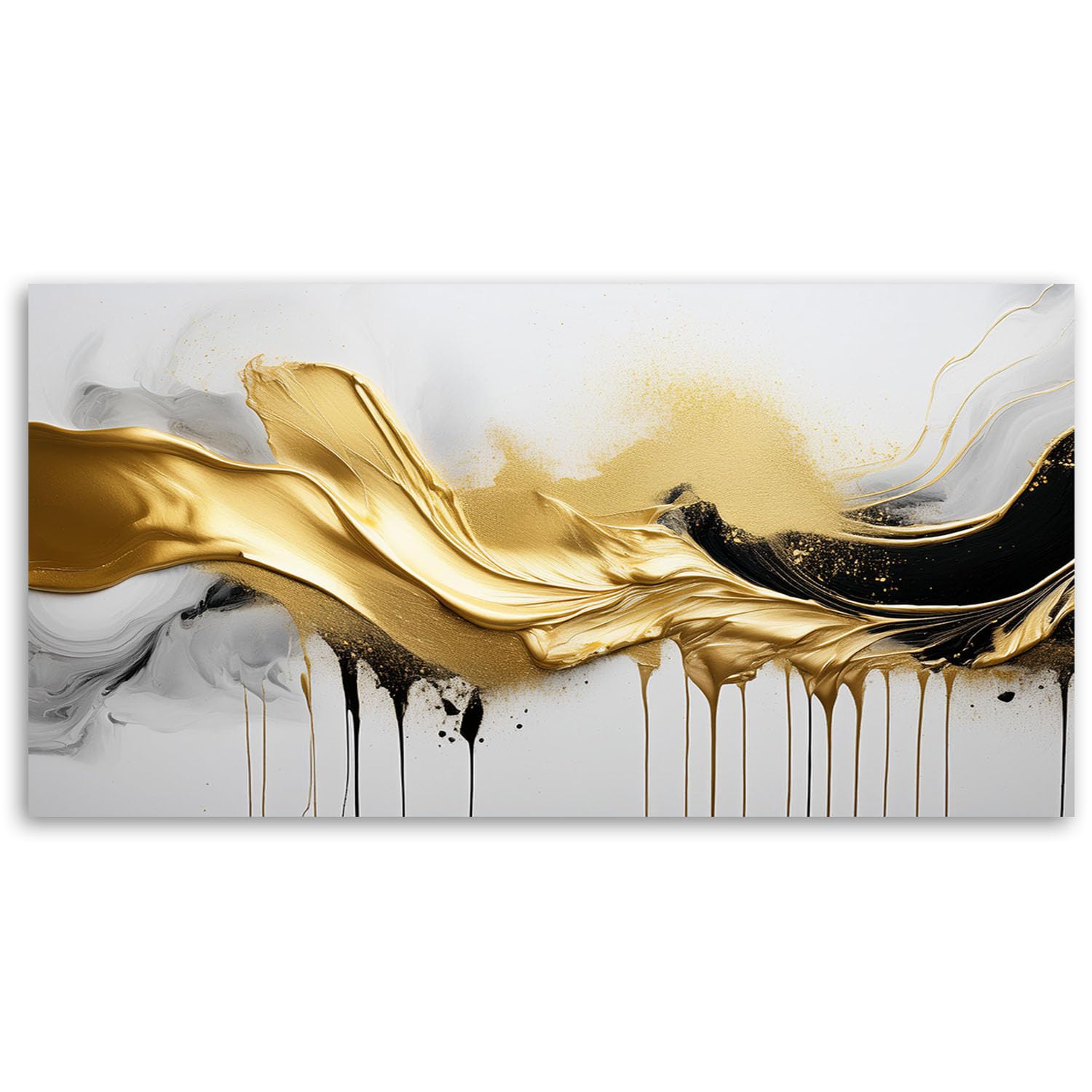Feeby Lienzos Decorativos - Cuadros Decoracion Salon Modernos - Abstracción dorada en 3D - 100x50 cm - Decoración Para el Salón y el Dormitorio