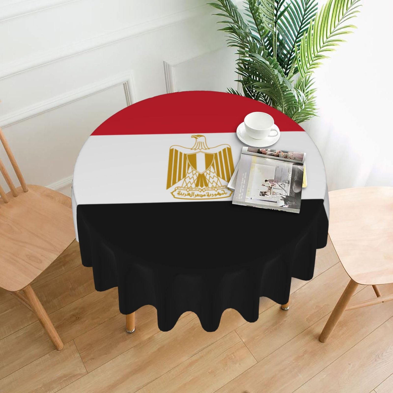 ZHAOUR Egyptian Flag Print Round Washable Tablecloth – Table Cover