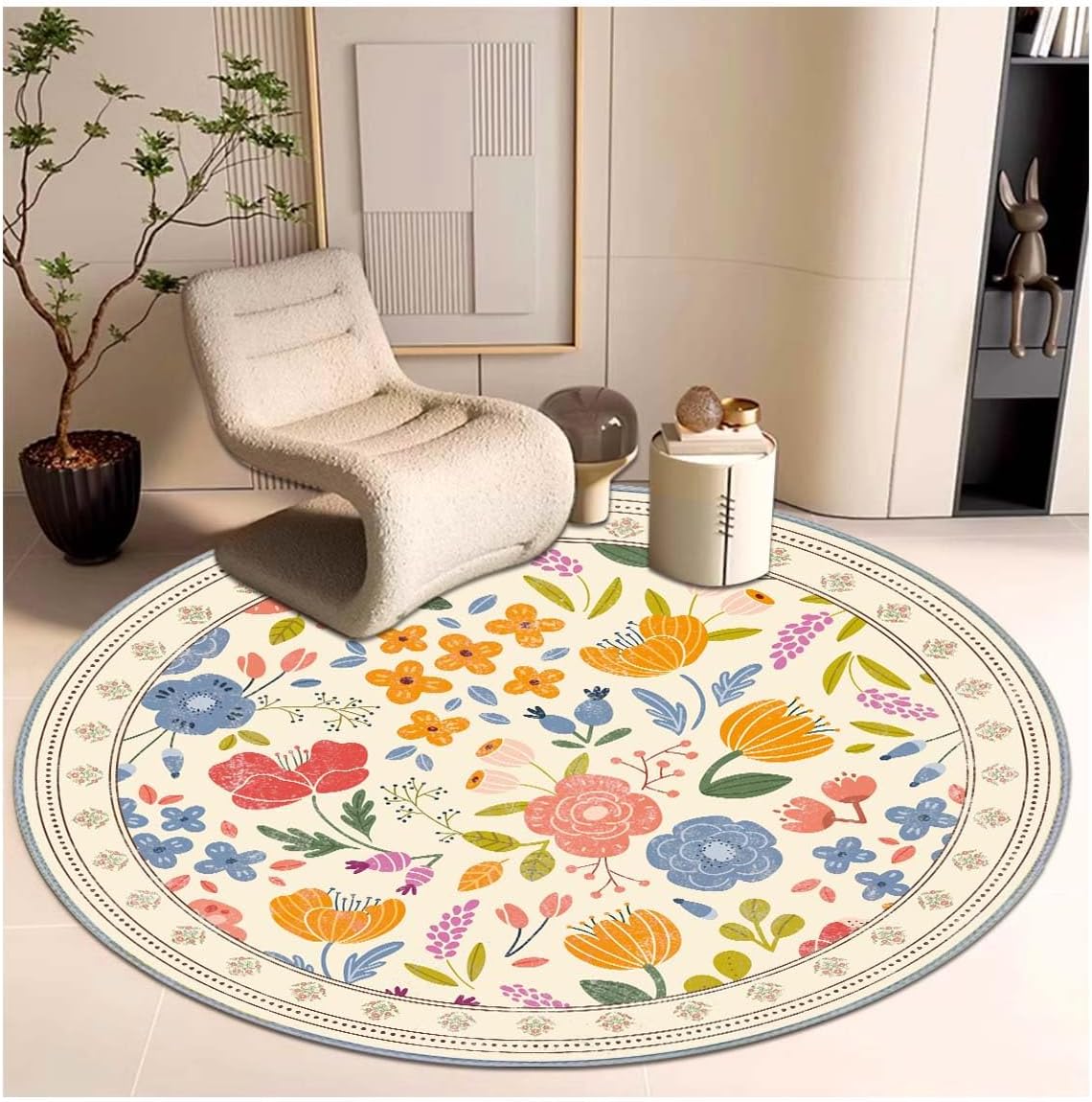Office Short Pile Chair Mat, Non-Slip Noise-Reducing Desk and Chair Rug, 47 Inch Round Mat, Office、Study Decorative Rug for Wood Floors, Laminate and Ceramic Tiles (Purple Mandalas)