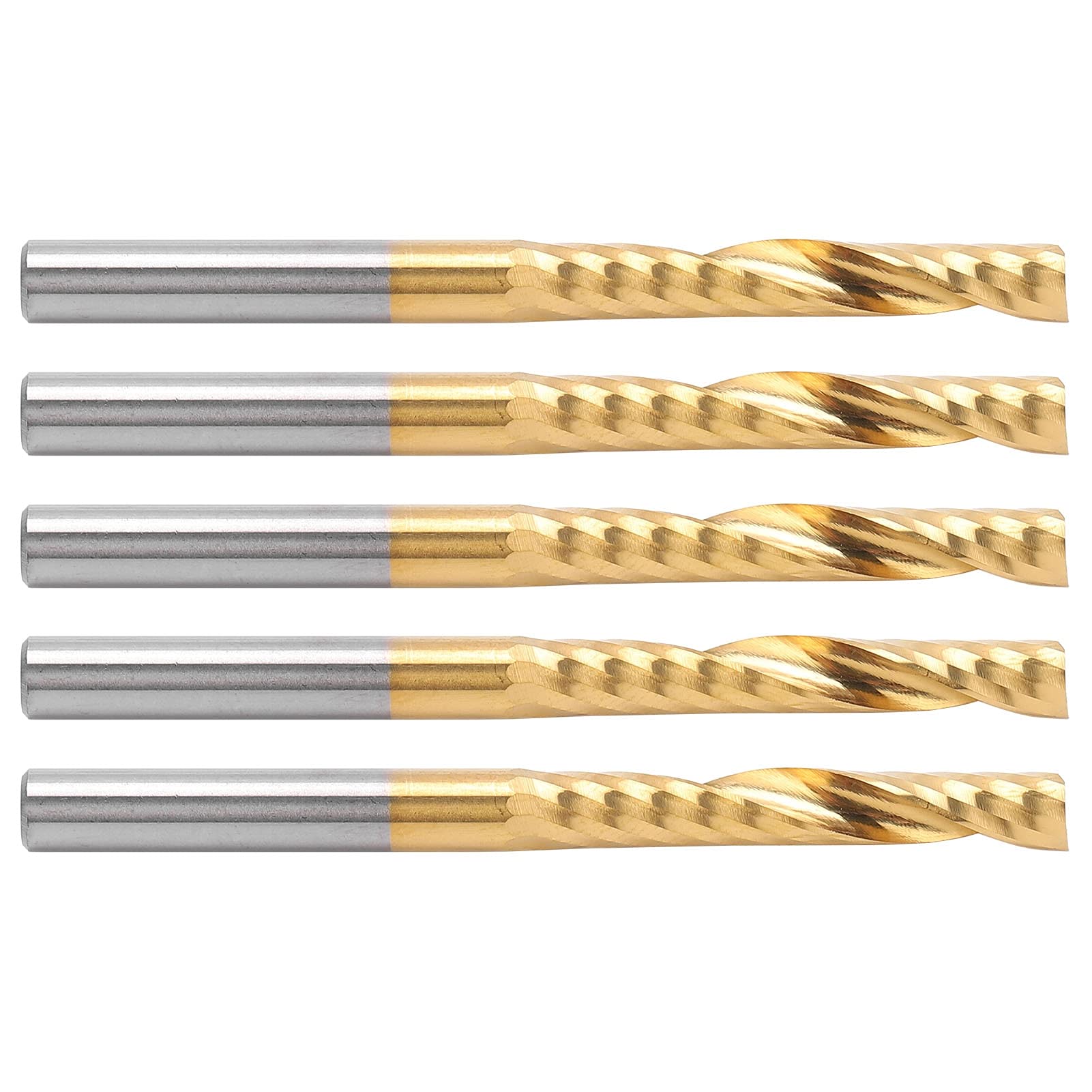 5 fresas de extremo recubiertas, fresas CNC de acero de alta velocidad, fresas en espiral de 1 flauta para aluminio, cobre, latón, metalurgia, 4 mm de diámetro, 22 mm, 50 mm