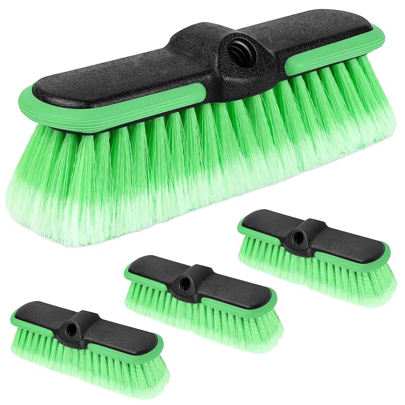 Cabeça de Escova para Lavagem Automotiva com Cerdas Macias e Rosca ACME de 19,05 mm Liqmeivre, Verde, Kit com 4 peças