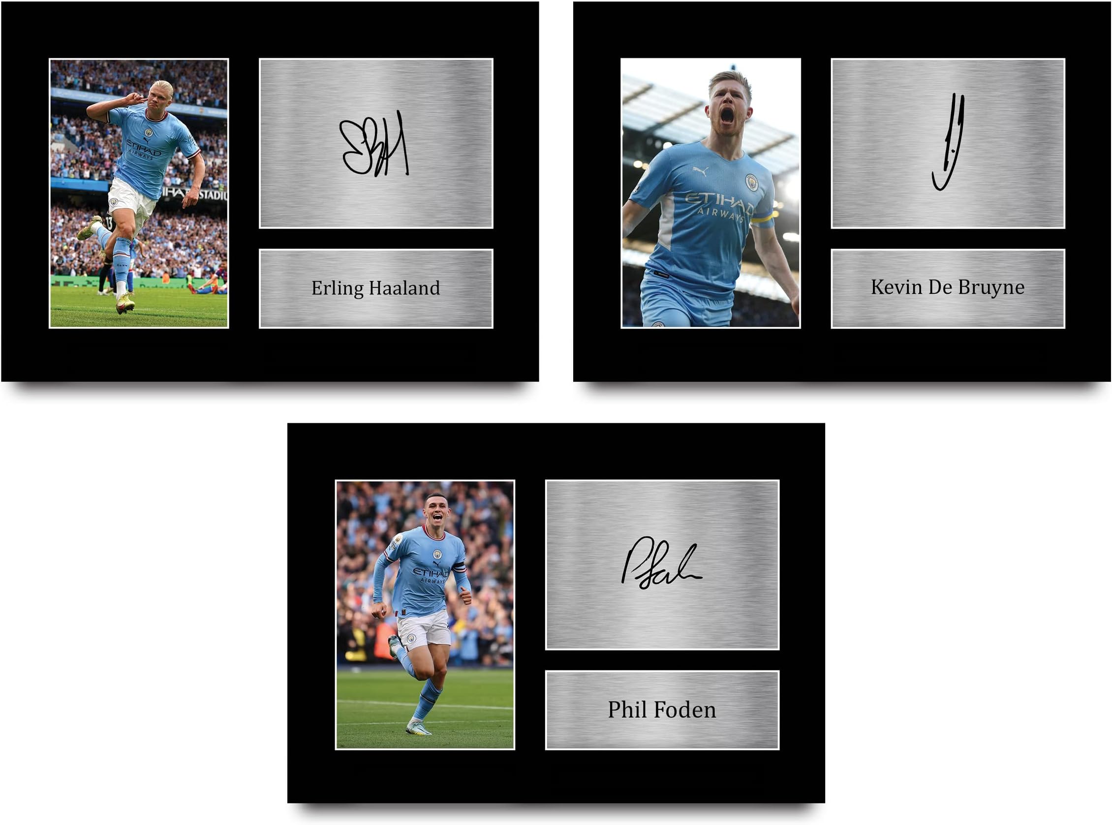 HWC Trading Haaland, Grealish & Foden Manchester City Gifts Printed Signed Autograph Pictures for Football Fans and Supporters - A4