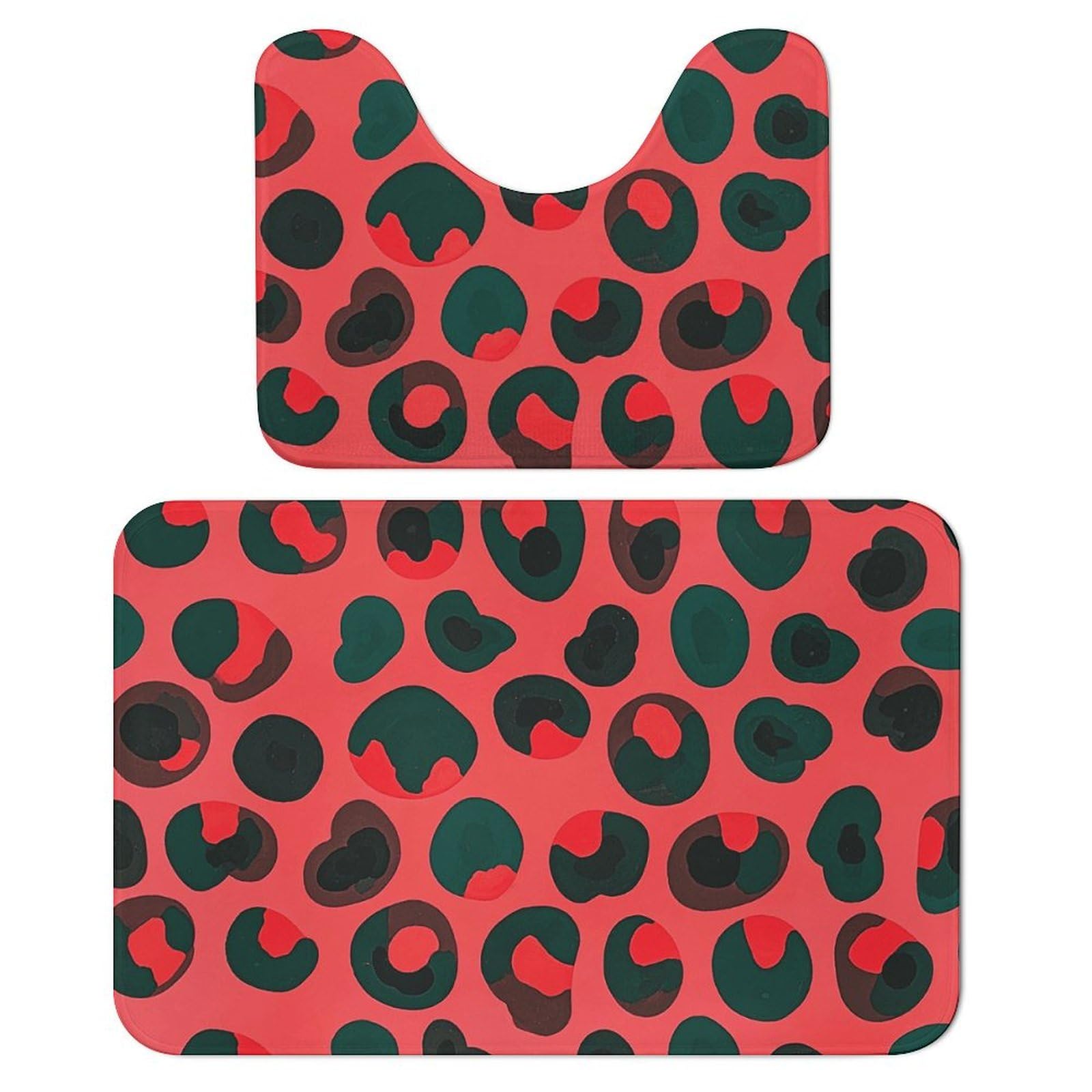 Tapis de salle de bain séchage rapide et ultra absorbant lot de 2 en U rouge