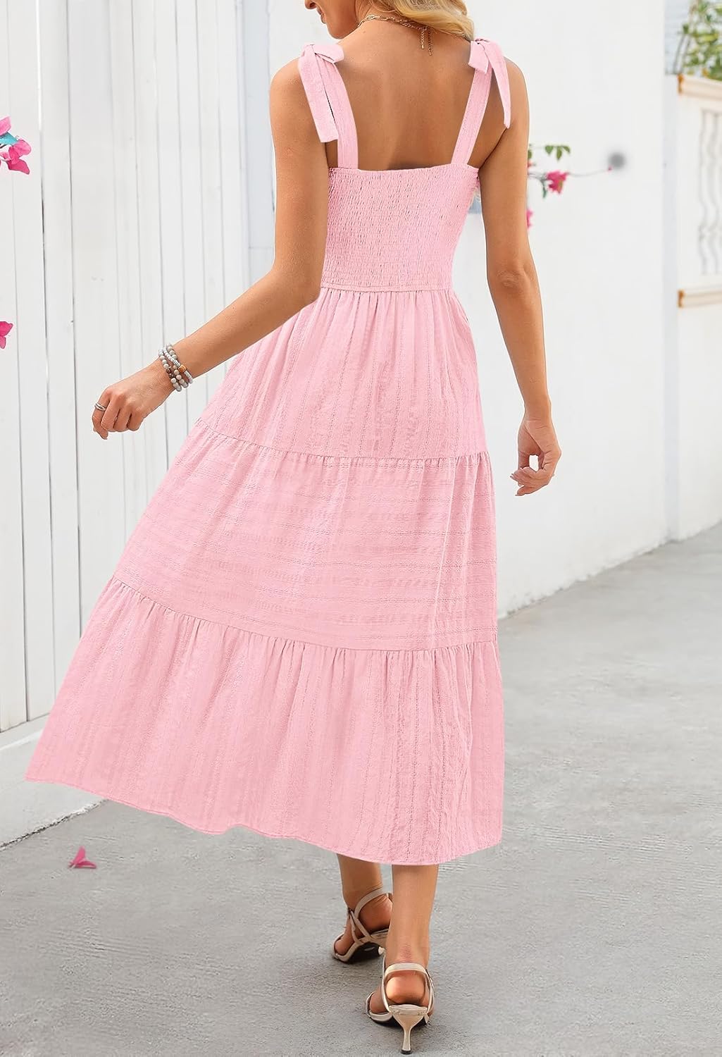 MEROKEETY Women's 2026 Spring Boho Maxi Dress Summer Beach Vacation Casual Sleeveless Smocked A Line Sundress with Pockets - Image 5