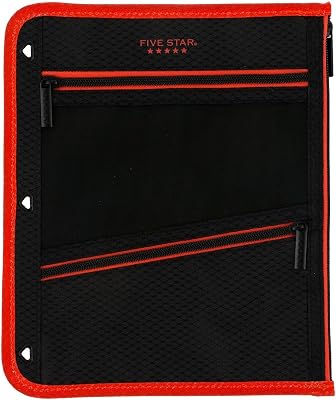 Five Star Pencil Pouch, Pen Case, 3-Pocket Zipper Pouch, Fits 3-Ring Binder, Random Color Shipped, 1 Count (50642)