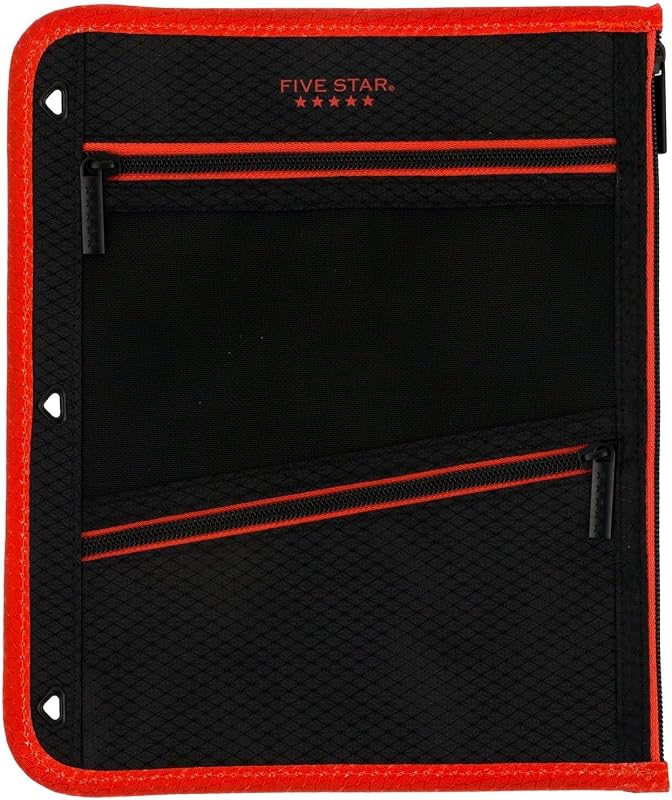 Five Star Pencil Pouch, Pen Case, 3-Pocket Zipper Pouch, Fits 3-Ring Binder, Random Color Shipped, 1 Count (50642)
