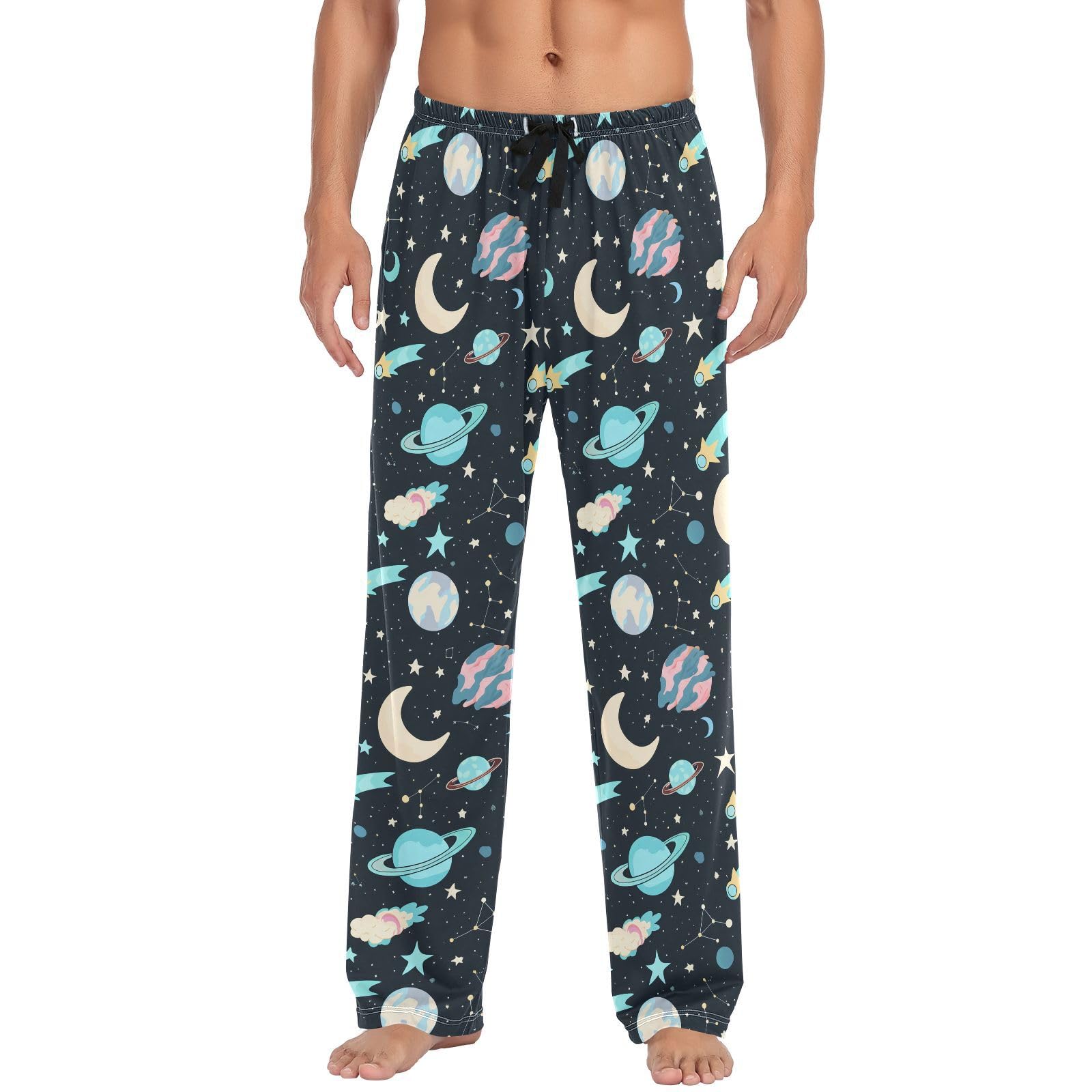 Lyeorm Stars Space Men's Pajama Pants, Lounge Sleep Bottom for Men, Bottom Pants with Pockets for Men
