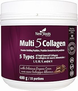 New Roots Herbal - Multi 5 Collagen Protein Building Peptides Powder, 400g - Multi Collagen Peptides Powder - Muscle Strength, Bone Strength, Skin’s Strength & Elasticity - Protein Collagen Powder
