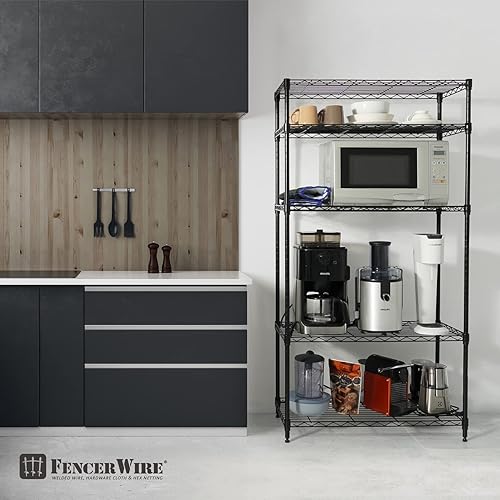 Miniatura 19 de Fencer Wire NSF - Estantería de alambre de altura ajustable de 4 niveles, organizador de almacenamiento de estanterías de garaje, estante de alambre