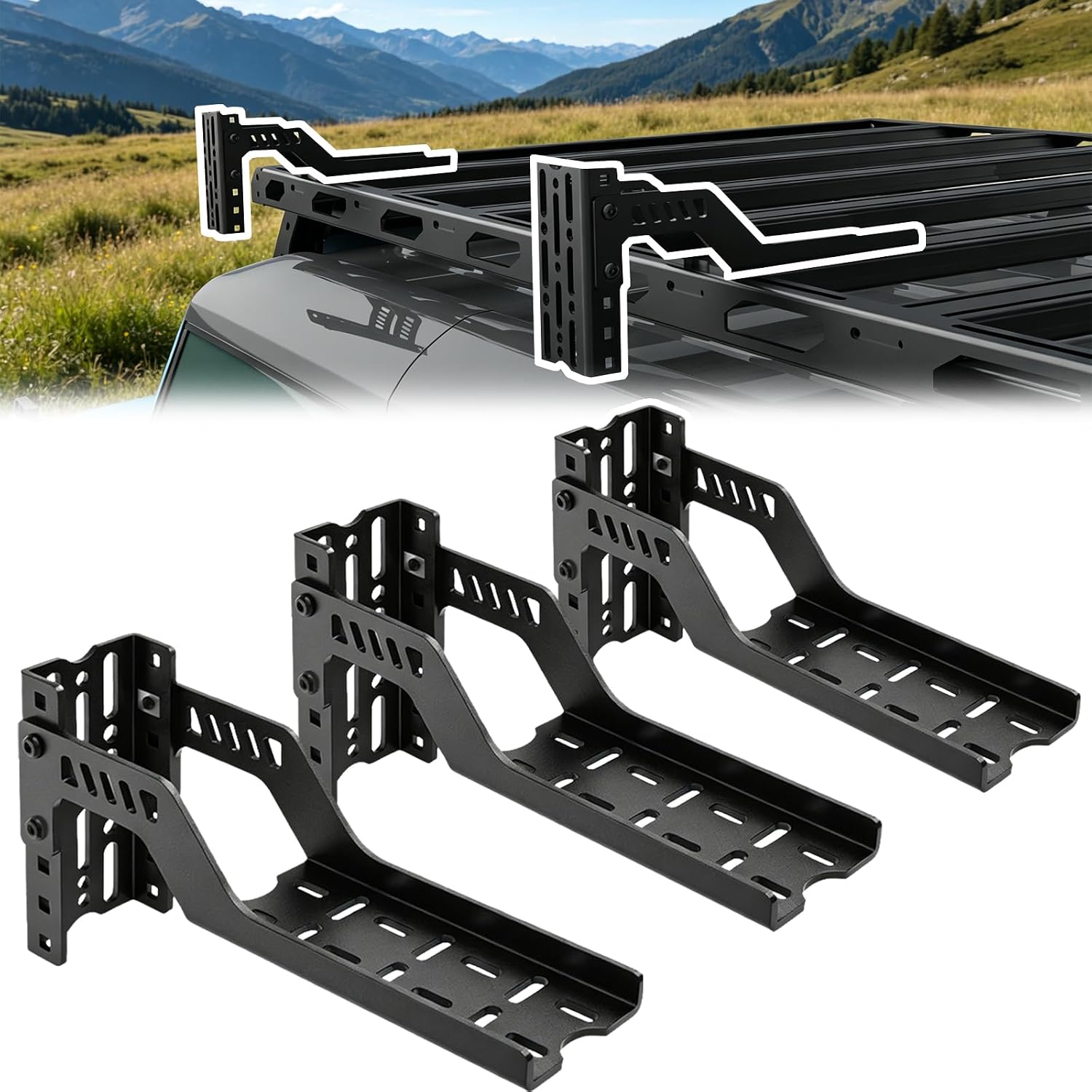 MusixiA 3Pcs Awning Mounting Brackets, Adjustable L-Shaped Mount Brackets