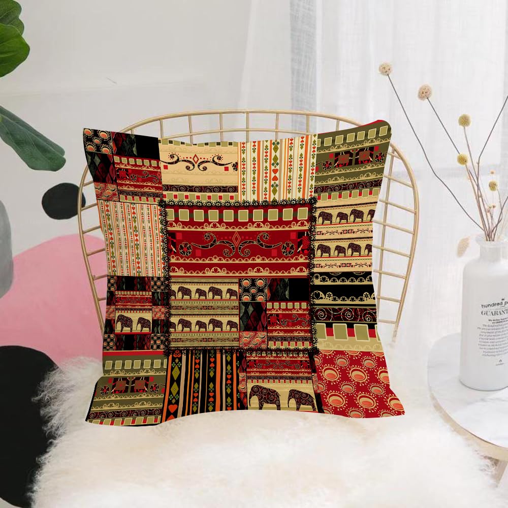 HYOSXW Cushion Cover,Throw Pillow Case Home Decorative for Living Room Bedroom Sofa Chair 16X16 Inch,Patchwork african pattern grunge print background,Pillowcase 40X40cm
