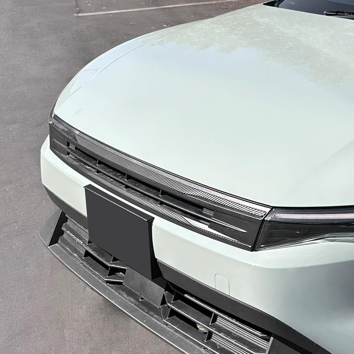 Car Front Bumper Grille Cover Front Hood Grille Cover Trim Compatible with Kia K4 2025-2026 Accessories (Carbon Fiber Style)