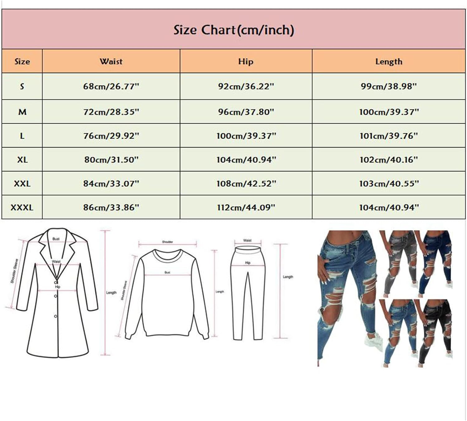 Women's Jeans Pants Trousers Washed Ripped Hole Pants Women's Jean