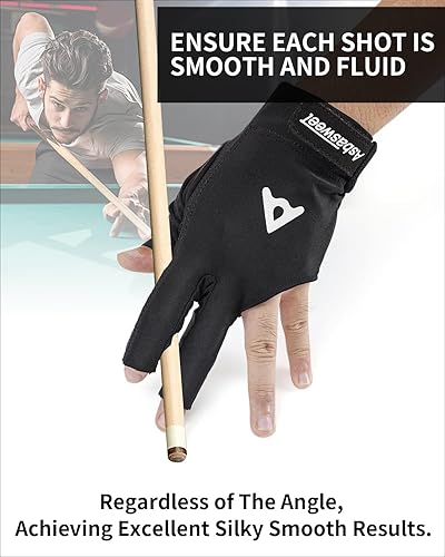 Miniatura 4 de Guante de billar para billar de licra elástica de 3 dedos, guante deportivo transpirable con proceso de silicona duradero, ideal para hombres y