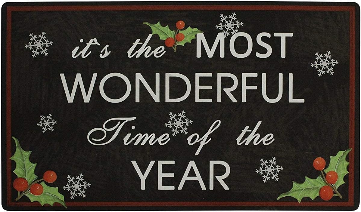 Durable Rubber Christmas Welcome Doormat Decorative Rug Entryway Kitchen Floor Patio Garage Door Mat 29" x 17" Christmas Festival Indoor Outdoor Decoration (It's The Most Wonderful Time of The Year)
