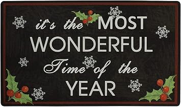 Durable Rubber Christmas Welcome Doormat Decorative Rug Entryway Kitchen Floor Patio Garage Door Mat 29" x 17" Its The Most Wonderful Time of The Year